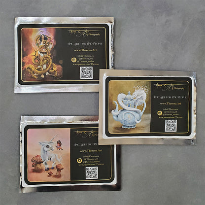 Custom art inspired tea postcards