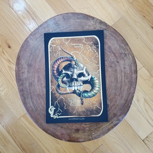 Gold Foil Dragon Skull Print (limited edition/signed)